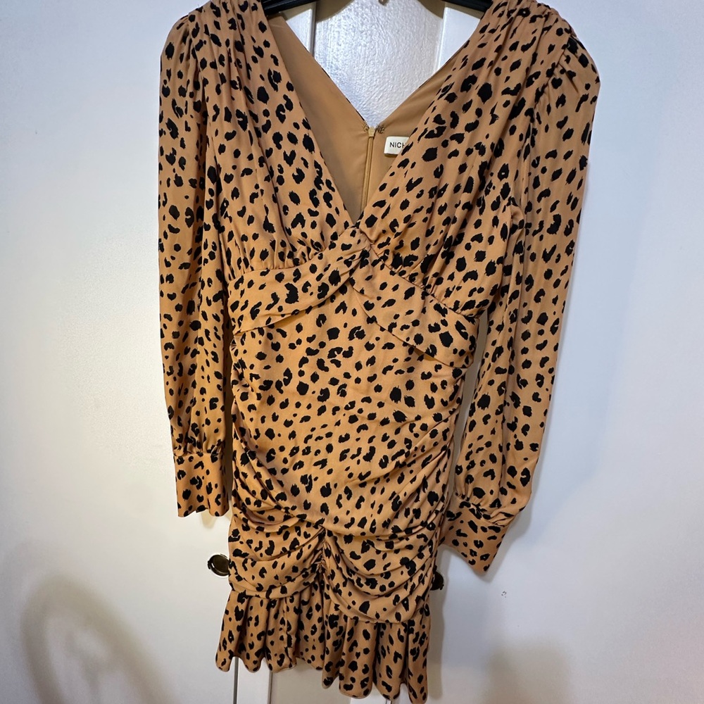 Nicholas Leopard Print Dress in Tan and Black